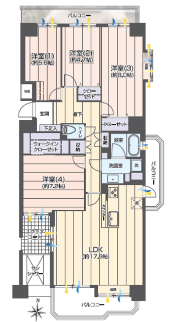 セソール川崎京町ハイライズファーストピア 11階 間取り図