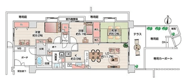 コスモステージ武蔵新城 1階 間取り図