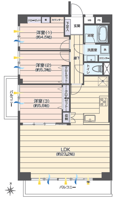 西落合スカイマンション 3階 間取り図