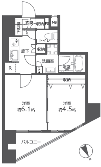 ベルジュール武蔵野中町 10階 間取り図