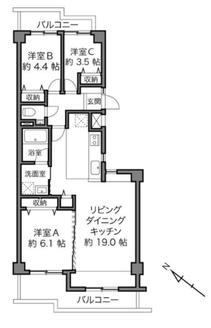 サンリーノ日吉コート 6階 間取り図