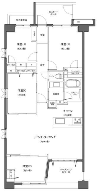 グランシティ川崎パークサイドレジデンス 2階 間取り図