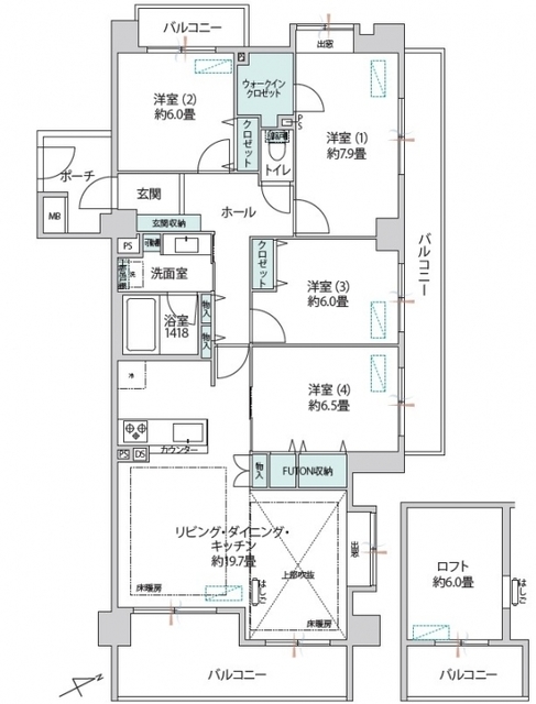 コスモヒルズ練馬 5階 間取り図