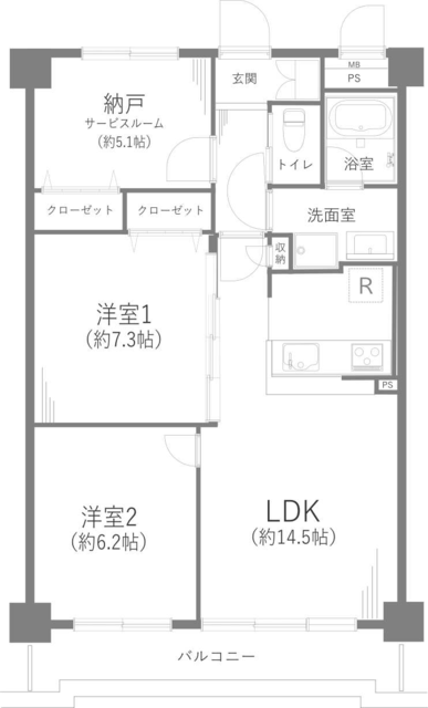 セシーズ武蔵中原 1階 間取り図