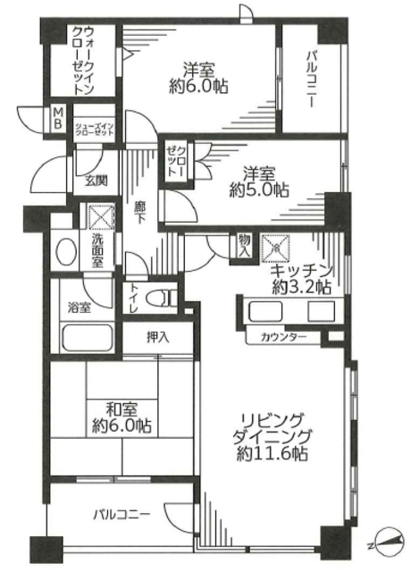 シアンズ小竹向原 2階 間取り図