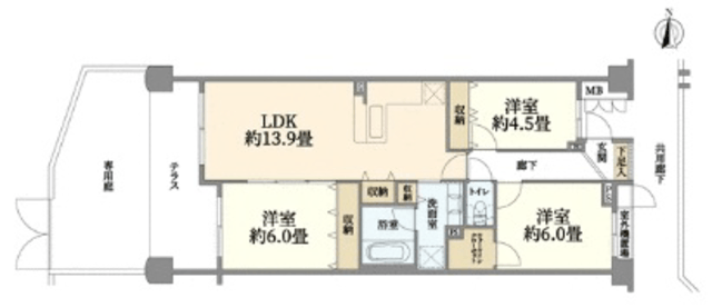 ガーデンズ綱島スカイウイング 1階 間取り図