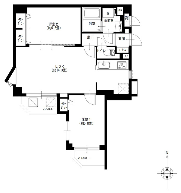 クリオ川崎2番館 3階 間取り図