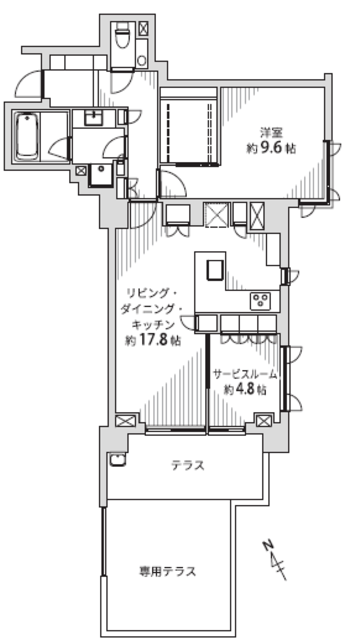 ザ・パークハウス御苑内藤町 1階 間取り図