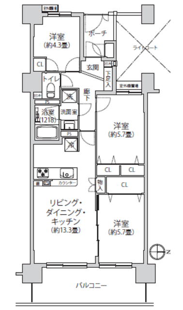 ナイスベルクール横濱綱島 6階 間取り図