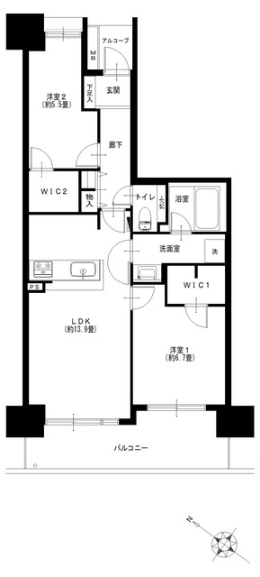 パークシティ牟礼南 8階 間取り図