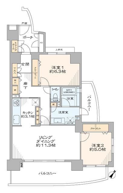 三田シティハウス 5階 間取り図
