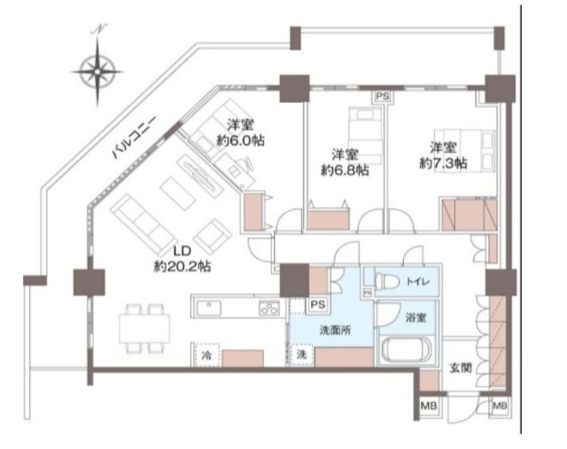 物件画像 キャナルワーフタワーズウエストタワー 21階