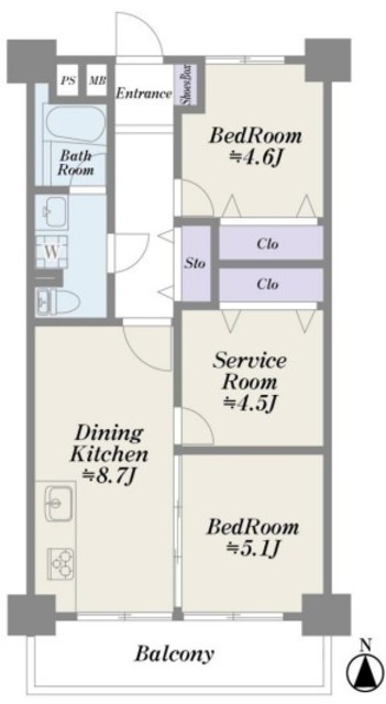 物件画像 亀戸二丁目団地7号棟 4階
