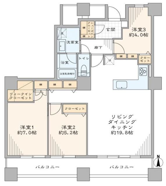 西戸山タワーホウムズサウスタワー 12階 間取り図