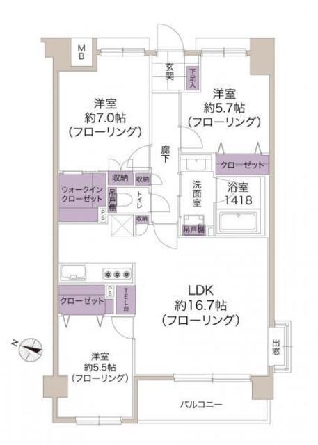 ガーデンホーム笹塚 3階 間取り図