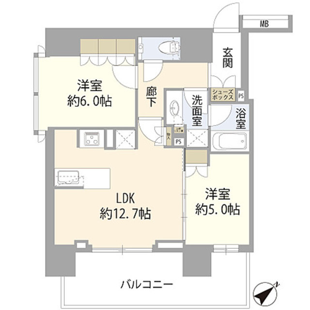 ザ・パークハウスアーバンス東五反田 14階 間取り図