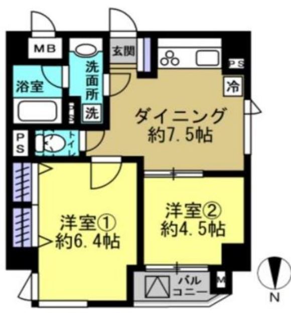 エクセルシオール新宿 2階 間取り図