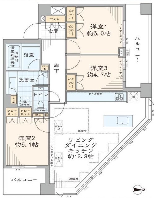 プラウドタワー千代田富士見 24階 間取り図
