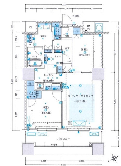 ザ・パークハウス西新宿タワー60 15階 間取り図