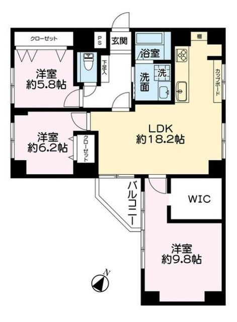 西五反田オークマンション 3階 間取り図