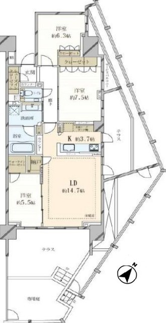 ガーデンヒルズ四ツ谷迎賓の森 1階 間取り図