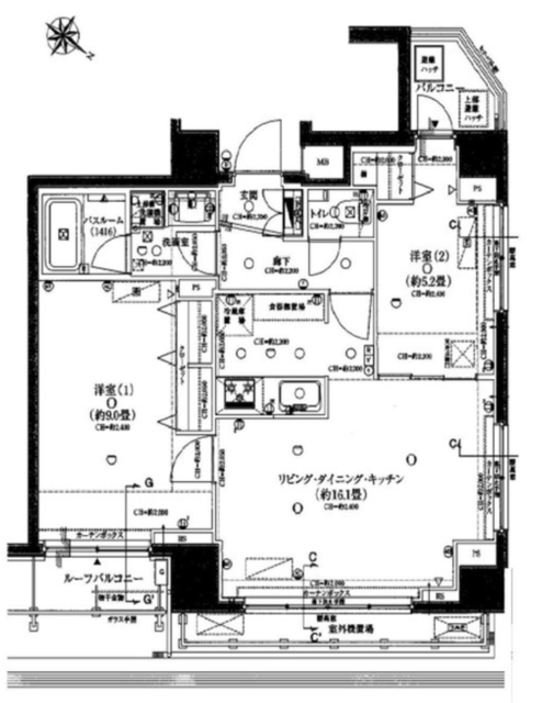 オープンレジデンシア新宿余丁町 6階 間取り図