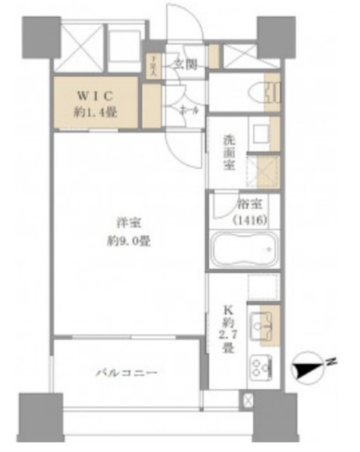新宿山吹アインスタワー 5階 間取り図
