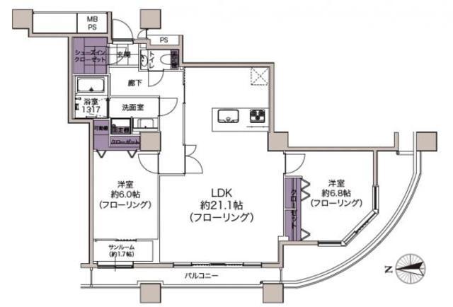 西戸山タワーホウムズセントラルタワー 12階 間取り図