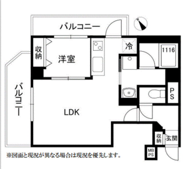 ライオンズマンション新宿東公園 7階 間取り図