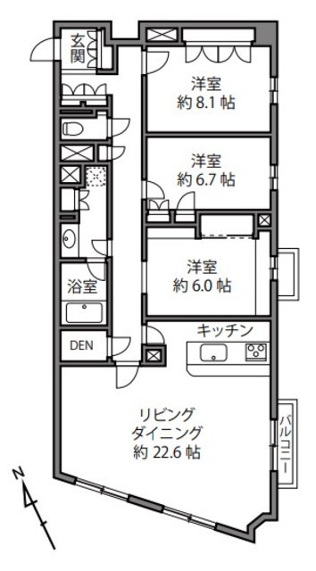 コートハウス駒沢 1階 間取り図