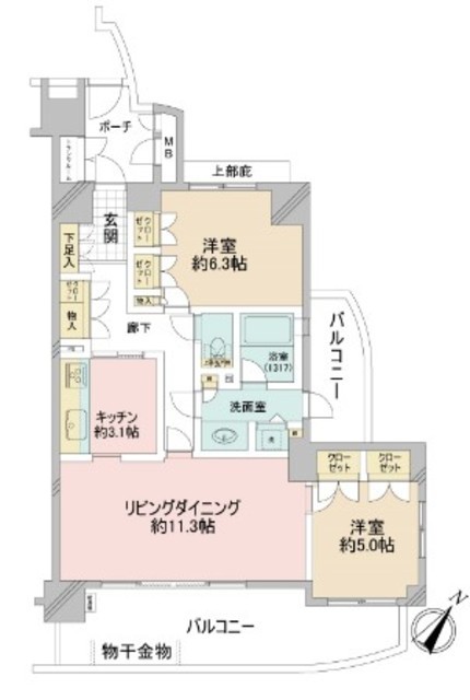 三田シティハウス 13階 間取り図
