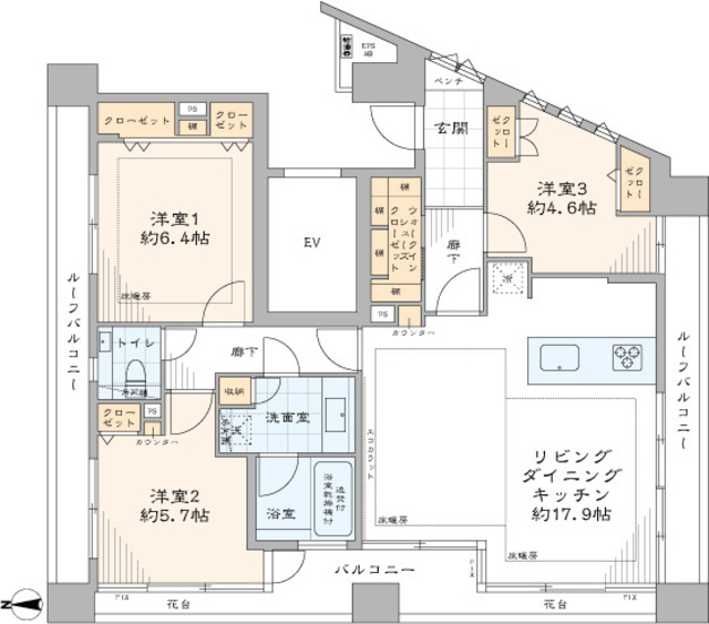 ライフェール新宿御苑ノースサイド 12階 間取り図