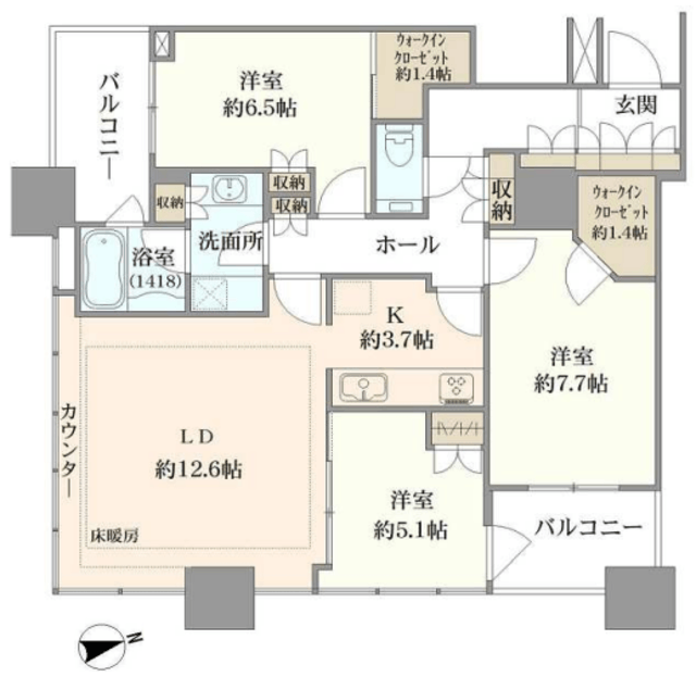 クレストプライムタワー芝 14階 間取り図