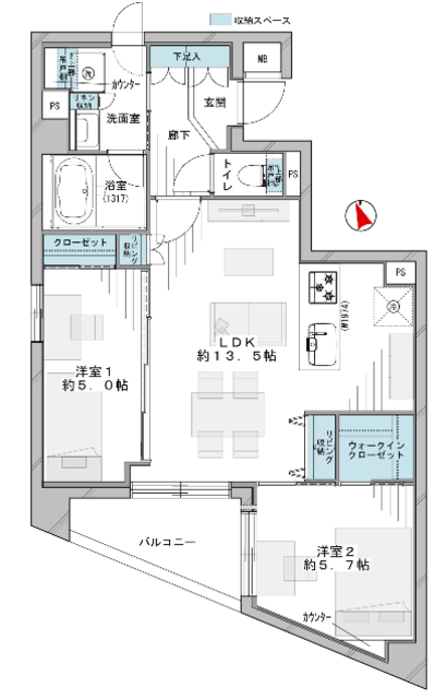 サンスタレ駒沢ファーストコート 7階 間取り図