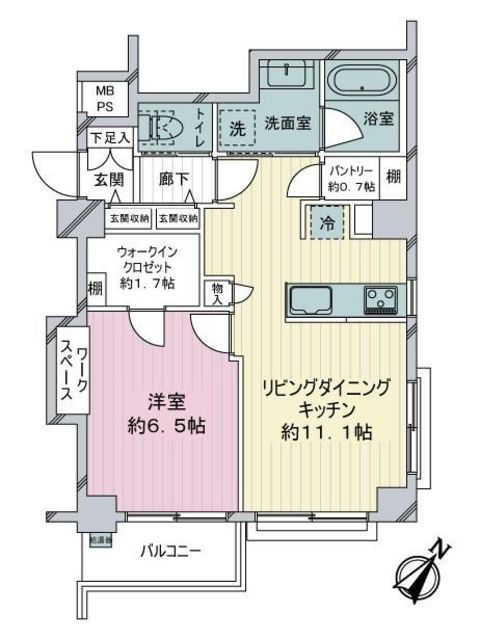 ライオンズマンション太子堂秋栄 6階 間取り図
