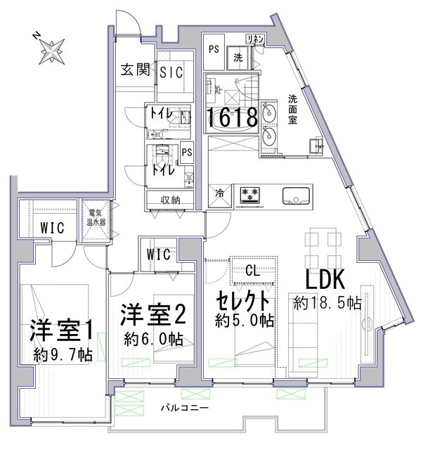 クローネ文京 5階 間取り図