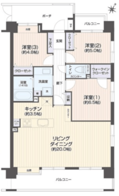 コスモ阿佐ヶ谷ロイヤルフォルム 3階 間取り図