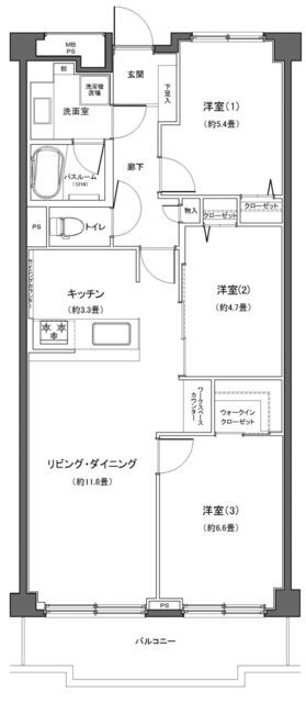 多摩川ハウス 11階 間取り図