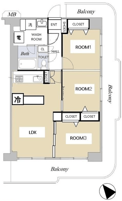 ネオコーポ木場 1階 間取り図