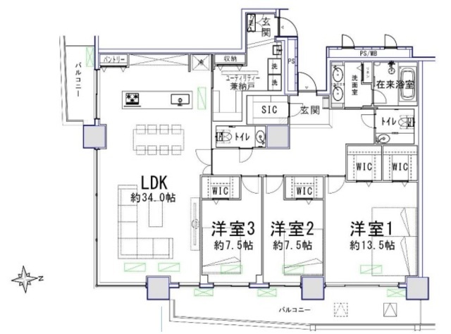 クレストプライムタワー芝 37階 間取り図