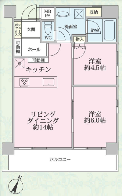 小島町永谷マンション 4階 間取り図