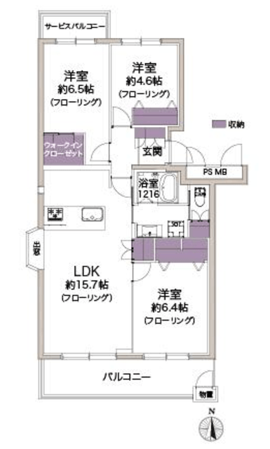 瀬田ビレジ2号棟 2階 間取り図