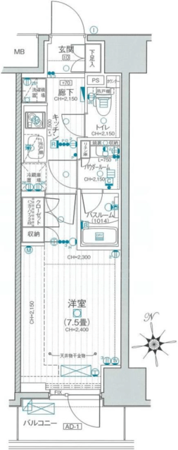 デュオステージ蒲田 8階 間取り図